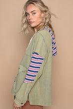 Load image into Gallery viewer, POL Star Patchwork Raw Edge French Terry Hoodie