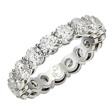 Load image into Gallery viewer, Round Cut Lab Grown Diamond Eternity Ring in 14k White Gold (3 cttw FG/VS2)-0