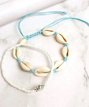Load image into Gallery viewer, 2PCS Boho Turquoise Shell Anklet with White Turtle Bead Ankle Bracelet