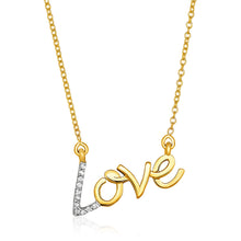 Load image into Gallery viewer, 14k Yellow Gold 18 inch Necklace with Gold and Diamond Love Symbol