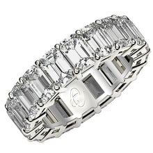 Load image into Gallery viewer, Emerald Cut Lab Grown Diamond Eternity Ring in 14k White Gold (8 cttw FG/VS2)-0