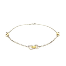 Load image into Gallery viewer, 14k Yellow Gold and Sterling Silver Triple Ring Stationed Anklet