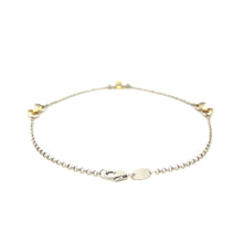 Load image into Gallery viewer, 14k Yellow Gold and Sterling Silver Triple Ring Stationed Anklet