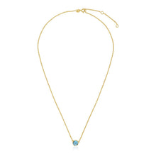 Load image into Gallery viewer, 14k Yellow Gold 17 inch Necklace with Round Blue Topaz