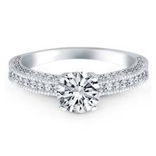 Load image into Gallery viewer, 14k White Gold Diamond Micropave Milgrain Engagement Ring