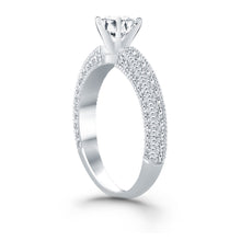 Load image into Gallery viewer, 14k White Gold Diamond Micropave Milgrain Engagement Ring