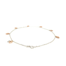 Load image into Gallery viewer, 14k White and Rose Gold Anklet with Dual Heart Charms