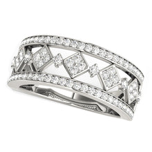 Load image into Gallery viewer, Diamond Studded Square Motif Ring in 14k White Gold (1/2 cttw)