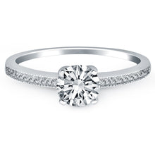 Load image into Gallery viewer, 14k White Gold Classic Diamond Pave Solitaire Engagement Ring