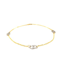 Load image into Gallery viewer, 14k Two Tone Gold Entwined Heart Stationed Anklet