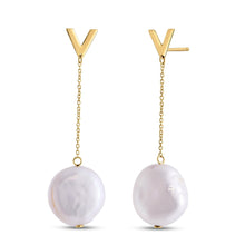 Load image into Gallery viewer, 14k Yellow Gold Tesoro Pearl Drop Earrings-0