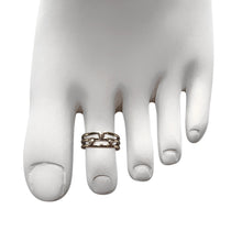 Load image into Gallery viewer, Sterling Silver Rhodium Plated Triple Line Open Motif Cubic Zirconia Toe Ring