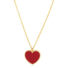 Load image into Gallery viewer, 14k Yellow Gold High Polish Heart Red Cornelia Paste Necklace