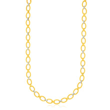 Load image into Gallery viewer, 14k Two-Tone Gold Multi-Textured Oval Link Fancy Necklace