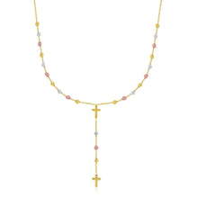 Load image into Gallery viewer, 14k Tri-Color Gold Rosary Chain Necklace