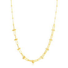 Load image into Gallery viewer, 14k Yellow Gold Beaded U Link Chain Necklace