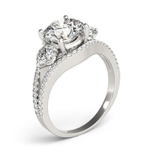 Load image into Gallery viewer, 14k White Gold 3 Stone Split Pave Shank Diamond Engagement Ring (2 3/4 cttw)