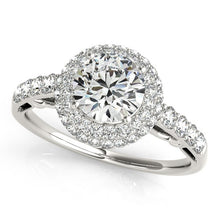Load image into Gallery viewer, 14k White Gold Halo Style Diamond Engagement Pave Shank Ring (1 1/2 cttw)
