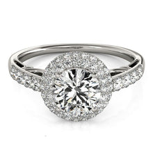 Load image into Gallery viewer, 14k White Gold Halo Style Diamond Engagement Pave Shank Ring (1 1/2 cttw)