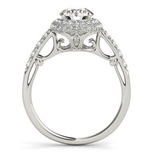 Load image into Gallery viewer, 14k White Gold Halo Style Diamond Engagement Pave Shank Ring (1 1/2 cttw)