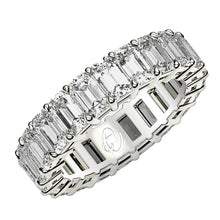 Load image into Gallery viewer, Emerald Cut Lab Grown Diamond Eternity Ring in 14k White Gold (4 cttw FG/VS2)-0