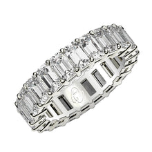 Load image into Gallery viewer, Emerald Cut Lab Grown Diamond Eternity Ring in 14k White Gold (3 cttw FG/VS2)-0