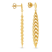 Load image into Gallery viewer, 14k Yellow Gold Drop Leaf Earrings-1
