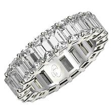 Load image into Gallery viewer, Emerald Cut Lab Grown Diamond Eternity Ring in 14k White Gold (7 cttw FG/VS2)-0