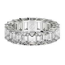 Load image into Gallery viewer, Emerald Cut Lab Grown Diamond Eternity Ring in 14k White Gold (7 cttw FG/VS2)-1