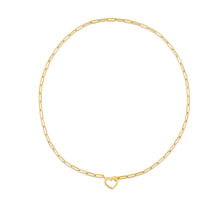 Load image into Gallery viewer, 14k Yellow Gold Heart Element Paperclip Necklace-1