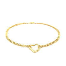 Load image into Gallery viewer, 10k Yellow Gold Double Rolo Chain Anklet with an Open Heart Station