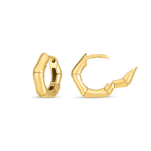 Load image into Gallery viewer, 14k Yellow Gold Bamboo Huggie Hoops-1