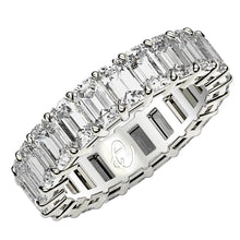 Load image into Gallery viewer, Emerald Cut Lab Grown Diamond Eternity Ring in 14k White Gold (6 cttw FG/VS2)-0