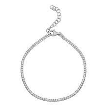 Load image into Gallery viewer, Classic Sterling Silver CZ Diamond Tennis Anklet
