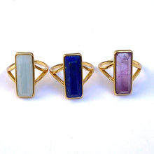 Load image into Gallery viewer, Rectangle Lapis Lazuli Gold Ring