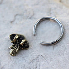 Load image into Gallery viewer, 316L Stainless Steel Antique Bronze Plated Elephant Snap-in Captive Bead Ring