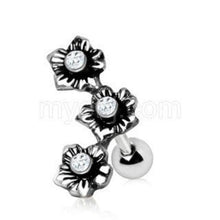 Load image into Gallery viewer, 316L Stainless Steel Triple Flower Cartilage Earring