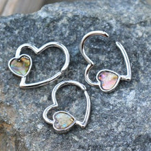 Load image into Gallery viewer, 316L Stainless Steel Abalone Shell Heart Annealed Cartilage Earring
