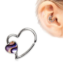 Load image into Gallery viewer, 316L Stainless Steel Abalone Shell Heart Annealed Cartilage Earring