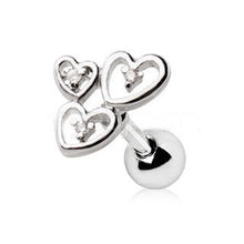 Load image into Gallery viewer, 316L Stainless Steel Triple Lovely Heart Cartilage Earring