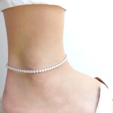 Load image into Gallery viewer, Classic Sterling Silver CZ Diamond Tennis Anklet