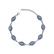Load image into Gallery viewer, Boho Beach Adjustable Round Turquoise Beaded Anklet