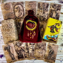 Load image into Gallery viewer, Velvet Tarot Bag Red & Gold-8