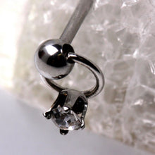 Load image into Gallery viewer, 316L Stainless Steel Slave Ring with Clear CZ Stud Nose Ring