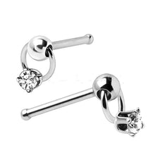 Load image into Gallery viewer, 316L Stainless Steel Slave Ring with Clear CZ Stud Nose Ring