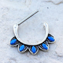 Load image into Gallery viewer, 316L Stainless Steel Turquoise Tribal Nipple Clicker Ring
