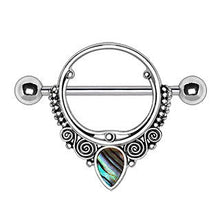 Load image into Gallery viewer, Ornate Nipple Shield with Tear Drop Abalone