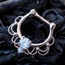 Load image into Gallery viewer, Rose Gold Plated 316L Stainless Steel Made For Royalty Ornate Septum Clicker