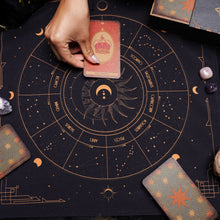 Load image into Gallery viewer, Tarot Cloth for spread Black & Gold-0