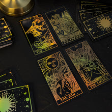 Load image into Gallery viewer, The Rider Waite Gold Sun Rainbow Foil Tarot Deck-1